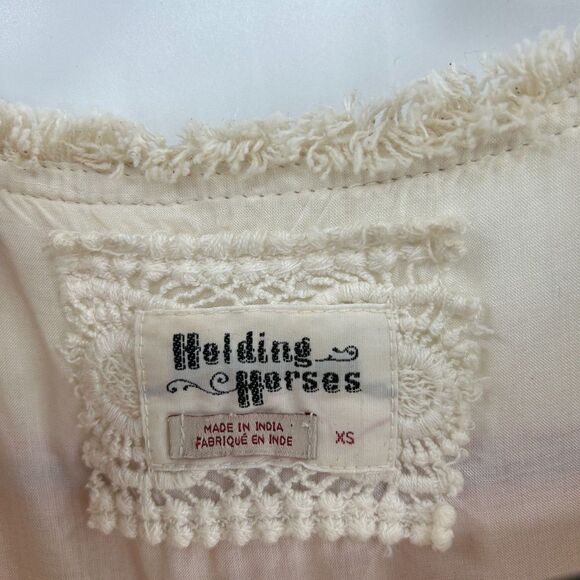 ANTHROPOLOGIE Holding Horses Elira Brown White Striped Fringe Boho Dress Size XS - Picture 6 of 7